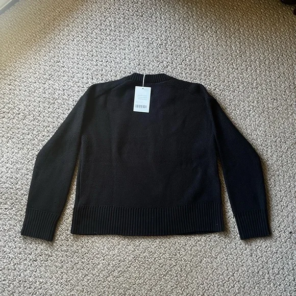 Everlane Oversized Honeycomb Crewneck Black Sweater size small - Picture 3 of 5